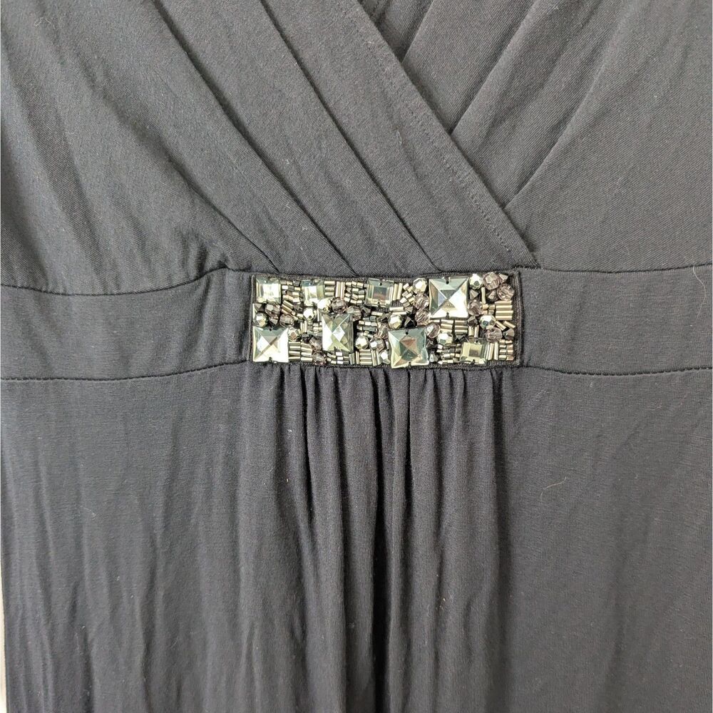 Boden Black Draped Surplice Jersey Midi Dress Women 12 Jewel Elegant Party Ready - Picture 4 of 7